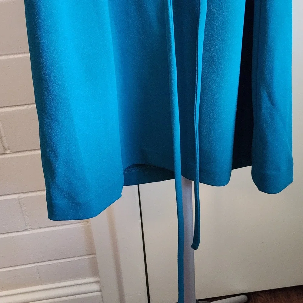 Calvin Klein Womens Teal Ruffle Sleeve‎ Sheath Dress Size 10 Belted Knee Length
